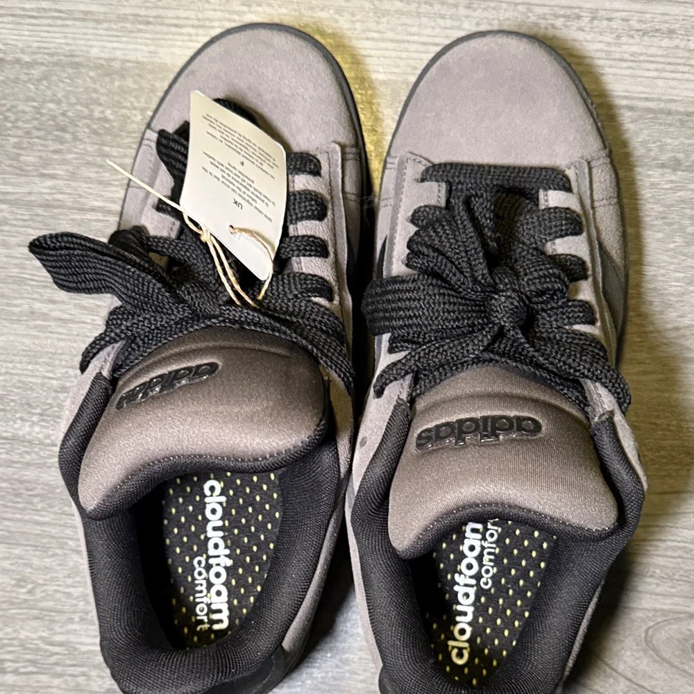 adidas Men's Suede Sneakers in Gray with Black Stripes - Picture 2 of 5